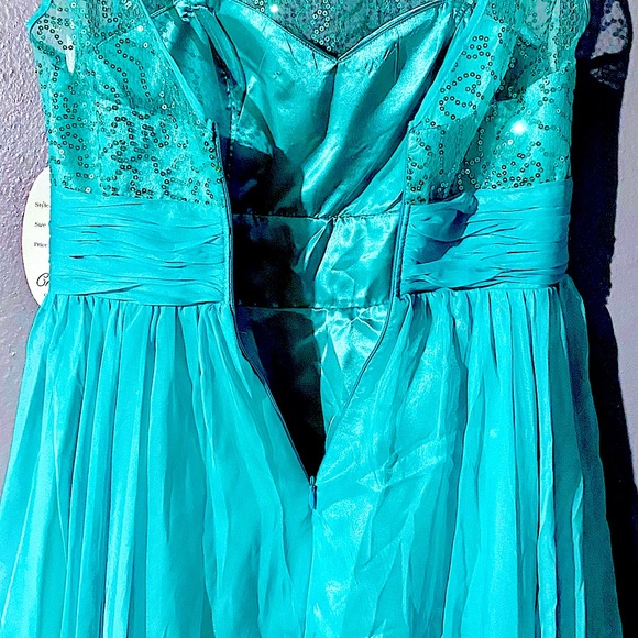 Turquoise short sequin short formal dress - Picture 6 of 10